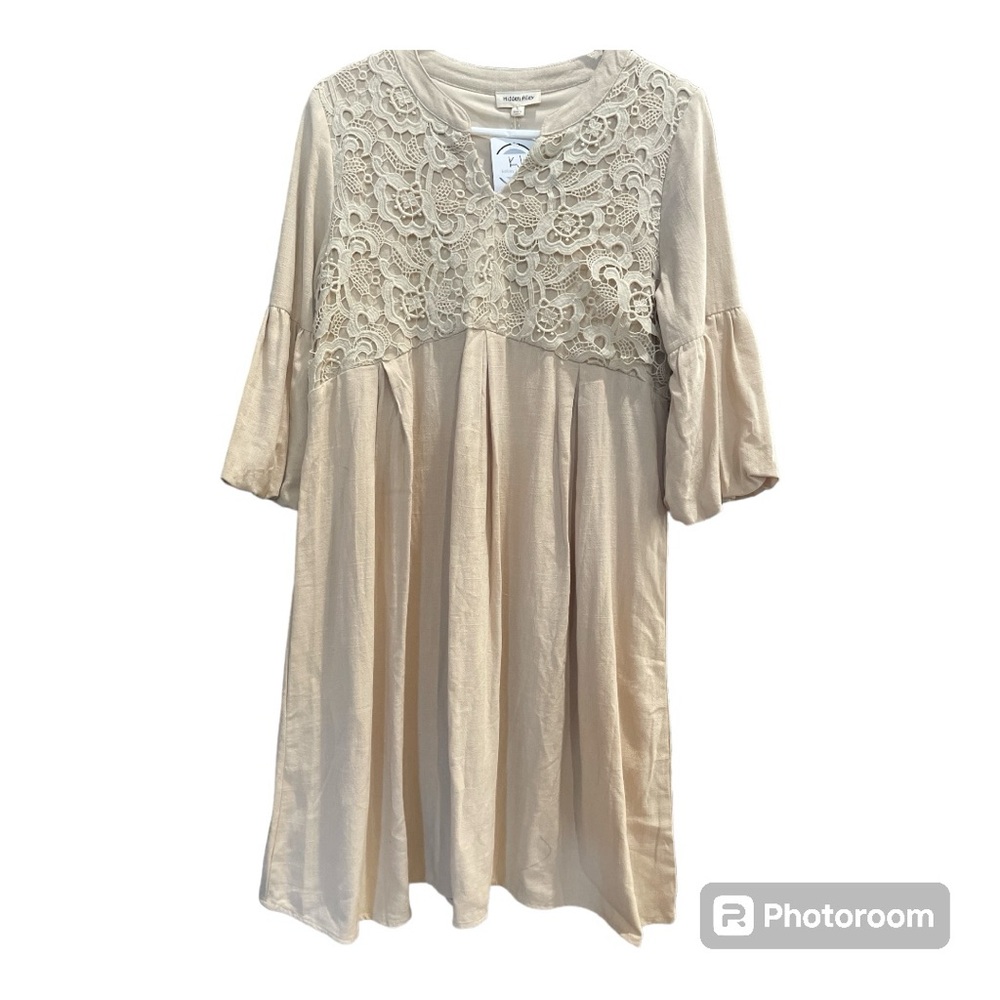 Linen crochet top dress